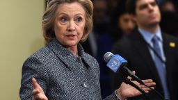 Hillary Clinton answers questions from reporters March 10, 2015 at the United Nations in New York. Clinton admitted that she made a mistake in choosing, for convenience, not to use an official email account while she was Secretary of State.
