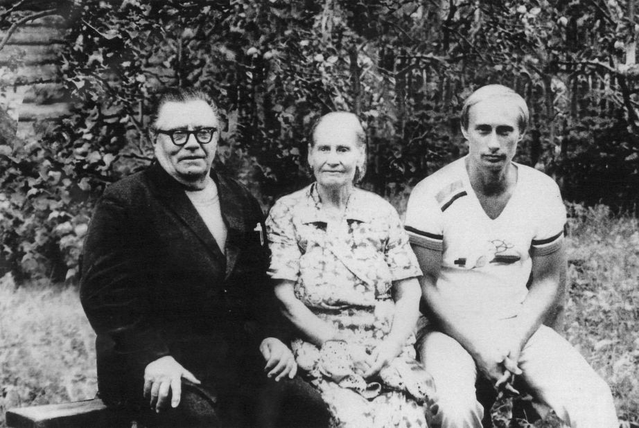 Putin poses with his parents, Vladimir and Maria, in 1985. A year earlier, he was selected to attend the Red Banner Institute of Intelligence, where he learned German and English.