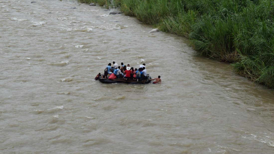 In multiple places, the Guatemala-Mexican border marked by the Suchiate River is wide open. People cross the river on rafts without any surveillance or migration enforcement from authorities.