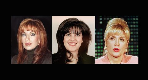 The women involved in the sex scandals: Paula Jones, left, who in 1994 accused former President Clinton of sexual harassment; Monica Lewinsky, center, the former White House intern with whom former President Clinton admitted to having an "inappropriate relationship" and Gennifer Flowers, right, who claimed in 1992 to be then-presidential candidate Bill Clinton's lover.