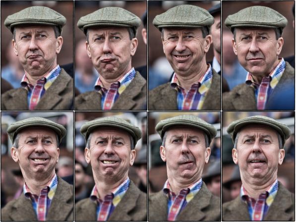 The agony and ecstasy of a day at the track can best be summed up by the facial expressions of the crowd. Here, a racegoer at Cheltenham Festival in England gives his rubber-faced reactions a workout -- though, we're still not sure if the final outcome was good or bad.