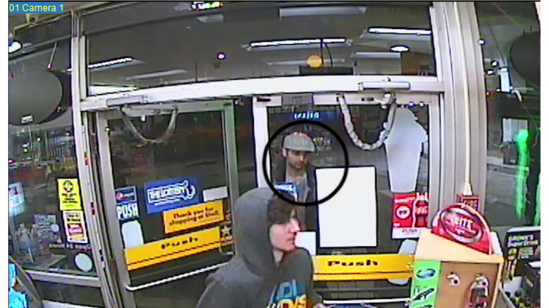 Surveillance footage from after the bombings shows Dzhokhar Tsarnaev at a gas station convenience store with his brother, Tamerlan, looking on. 