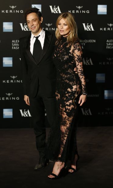 McQueen's long-time friend Kate Moss (seen here with her husband, the musician Jamie Hince) was also in attendance.