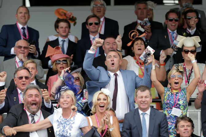 The stakes are significantly raised when you're co-owner of the horse in question -- as seen in the jubilant face of Jamie Lovett (center) when Protectionist won the Melbourne Cup in Australia last year.  