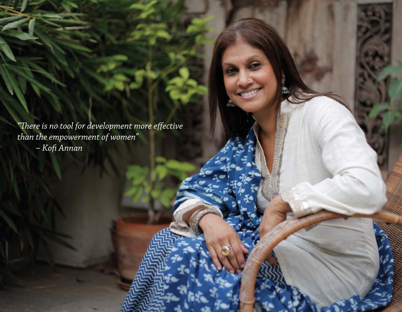 Viji Reddy is a multimedia artist who markets her own brand of linens and products under the brand Aalamwaar.  She works with an Indian NGO to employ rural women to do much of the embroidery work for her products.