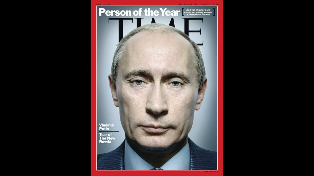 This image, supplied by Time magazine, shows Putin on the cover after being named the magazine's 2007 "Person of the Year."