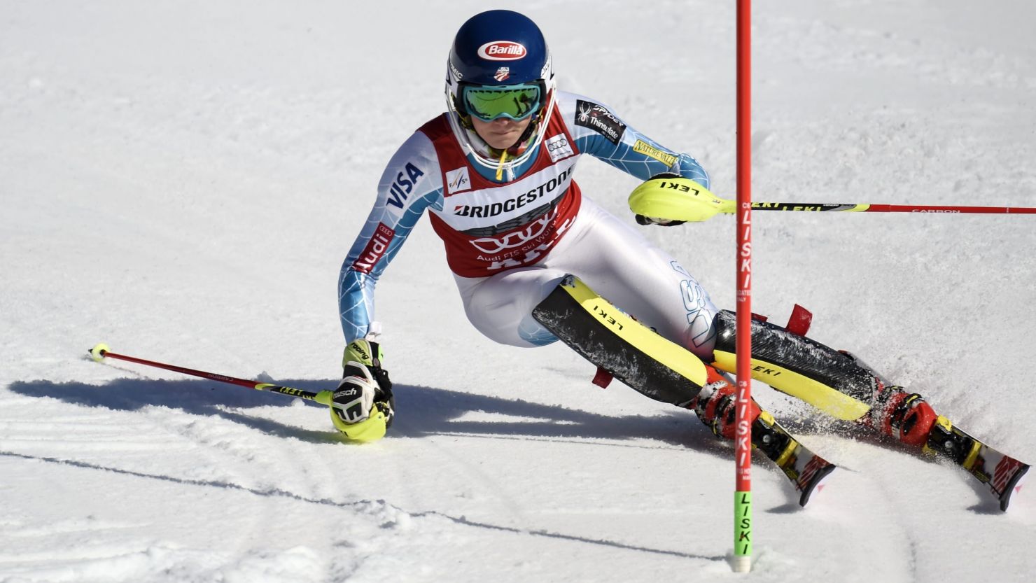 U.S. skier Mikaela Shiffrin competes at the World Cup slalom in Are, Sweden, on Saturday. 