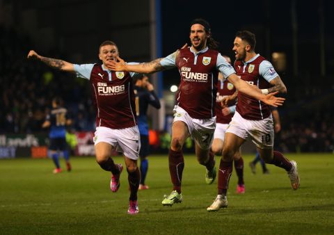 George Boyd (center) celebrates after scoring the only goal of the game against Manchester City, giving his side hope of avoiding relegation this season. 