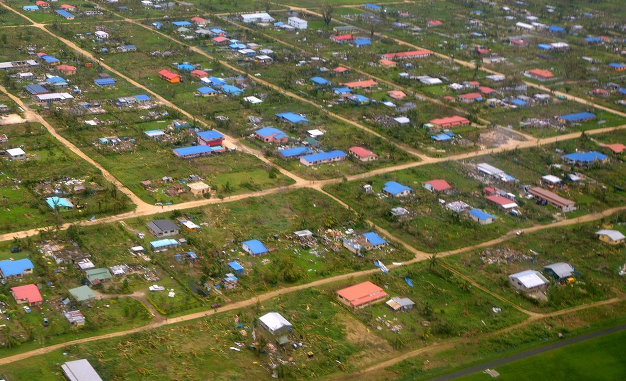 An aerial photo taken by CARE Australia on March 15 shows the widespread damage caused by the cyclone in Vanuatu. 