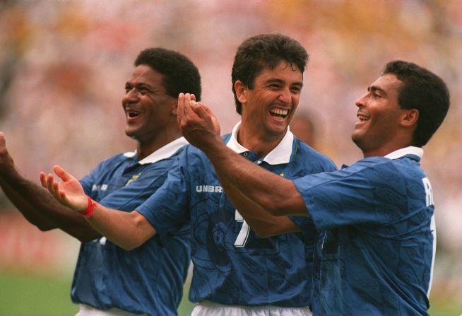 An altogether more wholesome celebration was Brazil striker Bebeto's "rock the baby" routine at the 1994 World Cup.<br /><br />Bebeto's wife had given birth to the couple's third child a matter of days before so what better way to mark the occasion than by rocking the imaginary cradle? Teammates Romario and Mazinho, who are pictured either side of Bebeto, quickly joined in.<br /><br />The celebration soon became the standard way for goal-scoring footballers to mark the birth of their children.