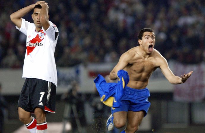 Few celebrations are as notorious in South America as the chicken dance employed by Carlos Tevez when he scored a late goal for Boca Juniors in the home of great Argentine rivals River Plate in 2004.<br /><br />The occasion was the semifinals of that years Copa Libertadores and with River pejoratively known by fans of other Argentine clubs as "Los Gallinos" (the chickens) for their propensity to choke on the big stage it was an insult too far for the officials. <br /><br />Tevez was sent off for the stunt but Boca still went through which made the celebration sting even more delicious for River fans.