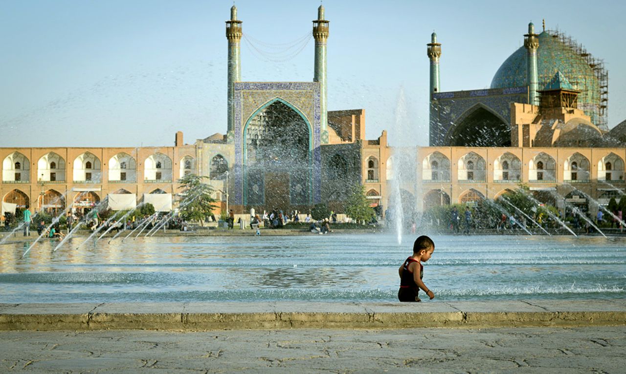 Sunset makes Naqsh-e-Jahan square in Esfahan, Iran (nicknamed "half of the world"), all the more spectacular.