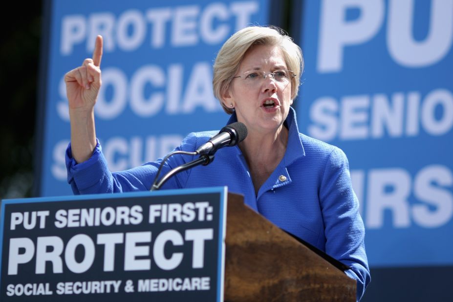 Sen. Elizabeth Warren addresses a rally in support of Social Security and Medicare on Capitol Hill on September 18, 2014, in Washington, D.C. 