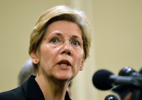 Warren speaks at a press conference on April 16, 2013, in Boston, one day after the Boston Marathon bombing.