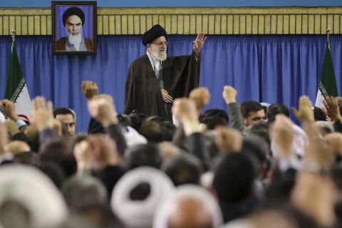Iranian Supreme Leader Ayatollah Ali Khamenei meets with environmental officials in Tehran, Iran, on Sunday, March 8.