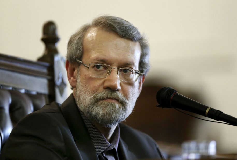 Iran's parliament speaker Ali Larijani listens to a question during a news conference in Tehran on March 16.