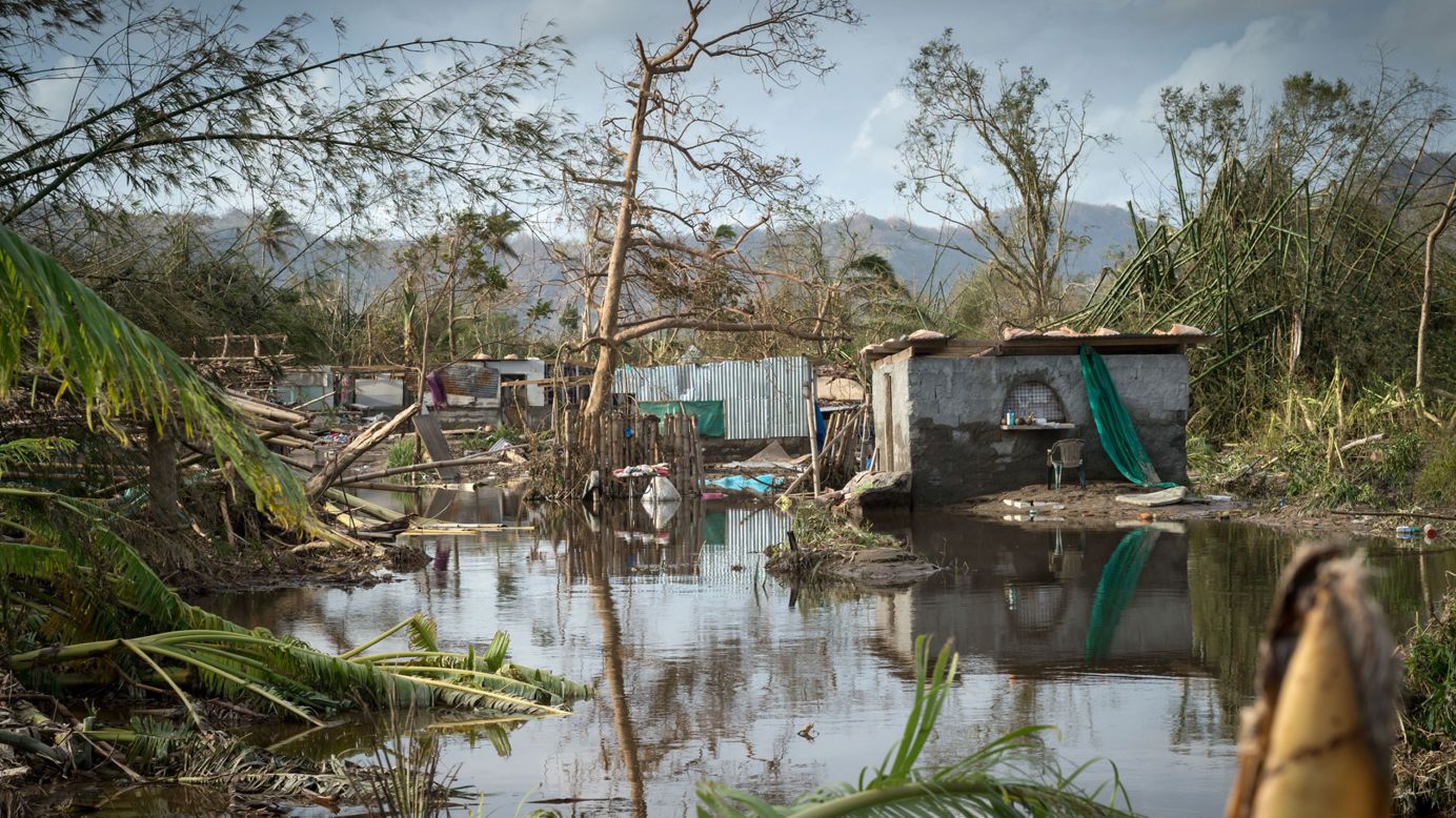 Debris from the cyclone is scattered in an area near Port Vila on March 16. 