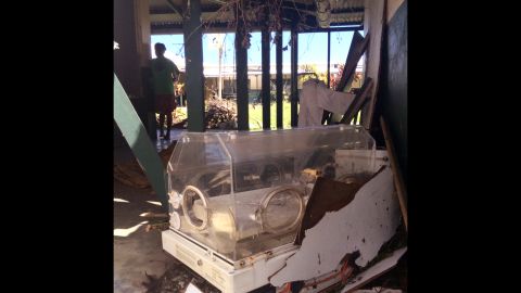 An infant incubator was  ruined after the storm. Doctor at Tanna's only hospital says storm damaged medical equipment.