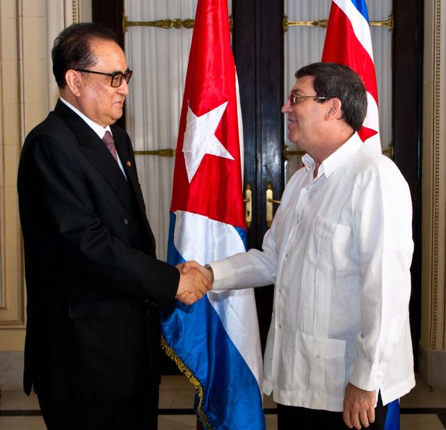 North Korea's Foreign Minister Ri Su Yong is on an international trip this month spanning Belarus, Russia and Cuba. In Havana, Ri met with Cuba's Foreign Minister Bruno Rodriguez. The two Communist countries have maintained ties since 1960s. Cuban media reported that its president Raul Castro also received Ri. 