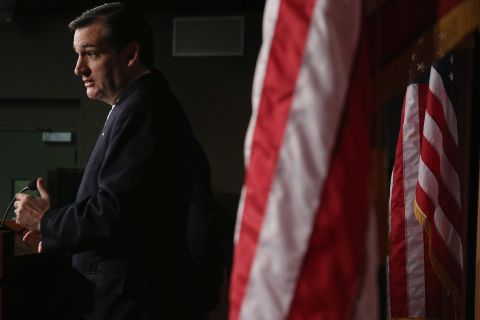 Cruz holds a news conference to announce the plan to defund Obamacare on March 13, 2013.