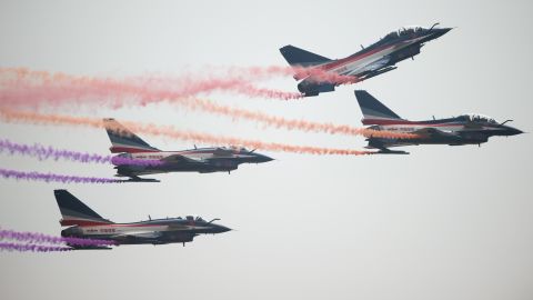 J-10 fighter jets on display at the 2014 Chinese Airshow in Zhuhai.