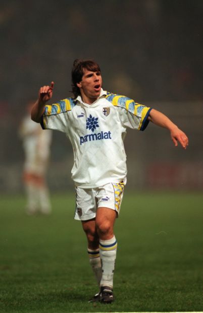 Gianfranco Zola in action for once-proud Parma in November, 1995. Zola won the UEFA Cup with the club that year and the UEFA Super Cup in 1993.
