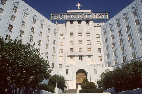 The entrance to the Los Angeles headquarters of the church in March 1998.