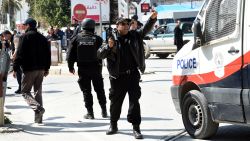 Tunisian security forces secure the area around Bardo Museum.