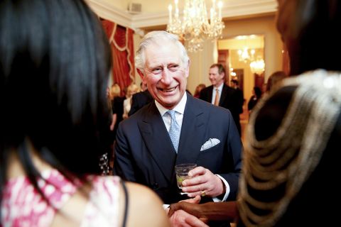 Charles greets guests at a reception at the British ambassador's residence in Washington on Tuesday, March 17.