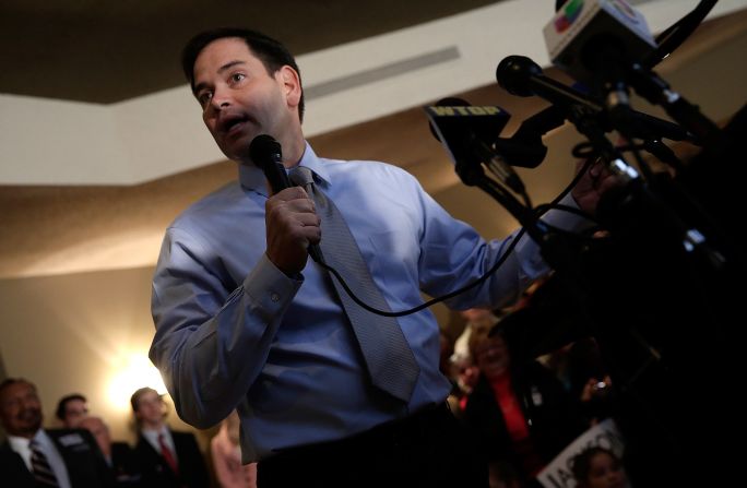 Rubio speaks in November 2013 during a campaign stop for Virginia Attorney General Ken Cuccinelli, the Republican candidate for governor of Virginia.