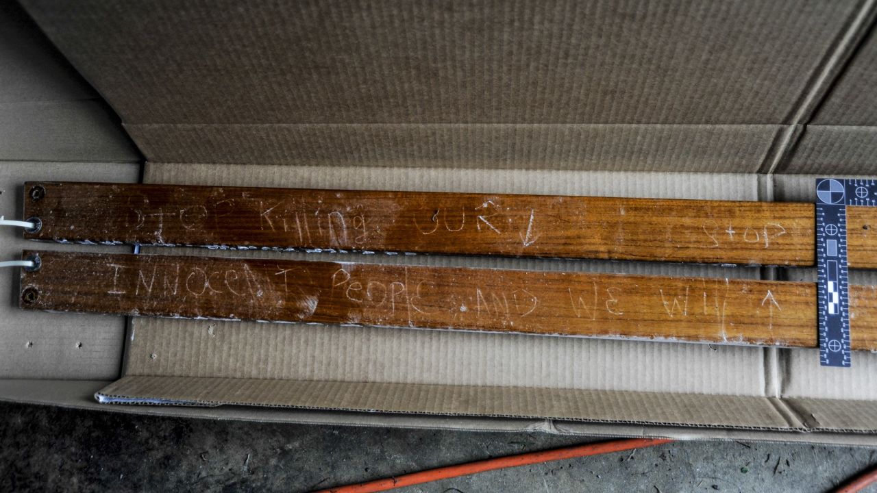 Prosecutors say Dzhokhar Tsarnaev also carved another message into a wooden slat inside the boat.
