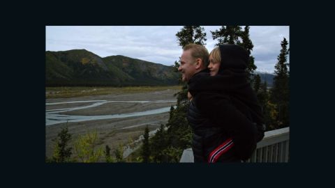 Morgan Spurlock with son, Laken, at Denali National Park