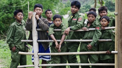 Child soldiers from the United Wa State Army (UWSA) in the so-called southern Wa State in Myanmar. 