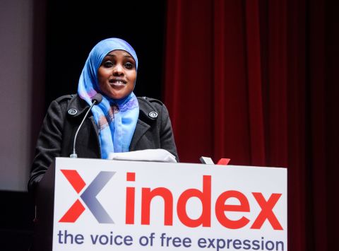 Women's rights champion Amran Abdundi, winner of the campaigning category for the 2015 Index Freedom of Expression awards.