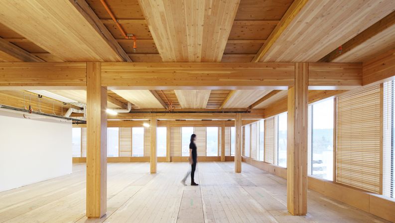 The building is a hub for wooden design education and research. 