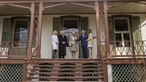 Charles and Camilla are led on a tour of President Lincoln's Cottage in Washington on March 19.