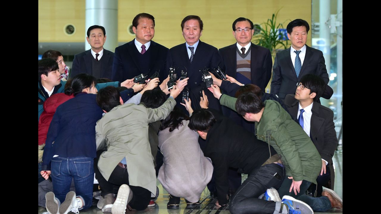 Chung Ki-sup, the head of the council of South Korean companies operating at the Kaesong Industrial Complex, speaks to the media in Paju, South Korea, before leaving for North Korea on Wednesday, March 18. The North Korean government <a href="http://www.cnn.com/2015/03/11/asia/koreas-salary-dispute/index.html" target="_blank">has demanded a salary increase</a> for North Korean employees working at Kaesong. About 125 South Korean companies operate out of Kaesong, employing more than 50,000 North Korean workers. The South Korean government argues that the salary hike is a breach of an existing agreement for the industrial park, which first opened in 2004 and is supposed to be a symbol of cooperation for the divided Korean peninsula.