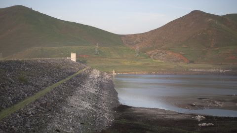 Low water is seen at the dam of Lake Success, near East Porterville, California, in February 2015.