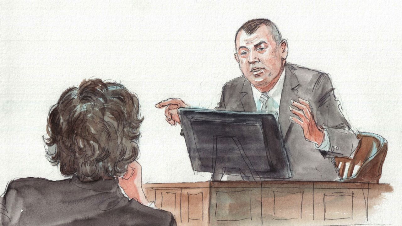 Joseph Reynolds, the first Watertown patrol officer to respond, testifies at Tsarnaev's trial.