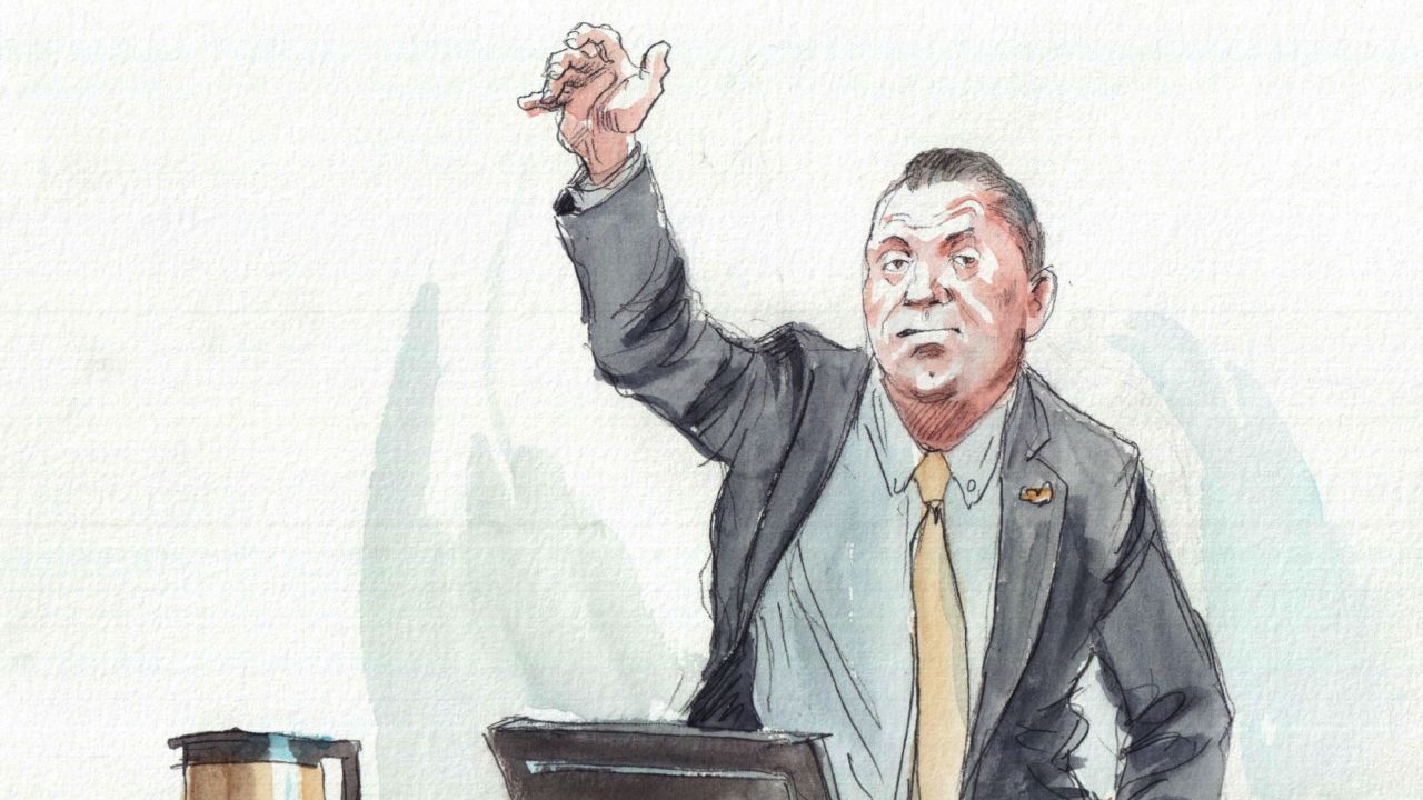 Watertown police Sgt. John MacLellan demonstrates how the Tsarnaev brothers threw pipe bombs.