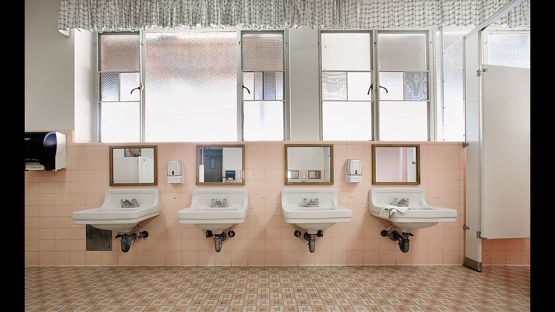 Inside a bathroom at Maryvale, an all-girls institution in Rosemead, California.