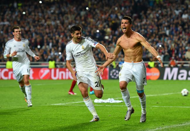 Cristiano Ronaldo, far right, completed the scoring as Real Madrid dominated extra-time to prevail 4-1.