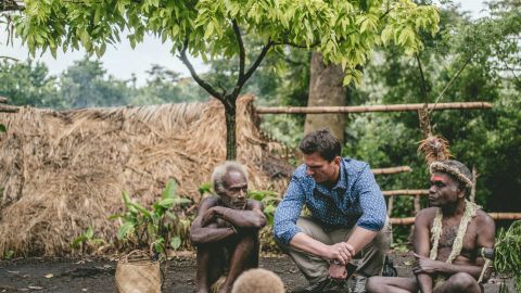 Bill Weir with Magaw, chief of the Yakel tribe, on Vanuatu's Tanna.