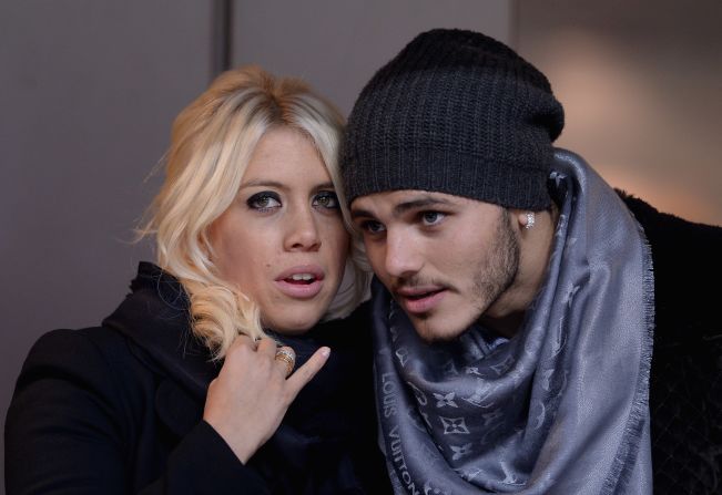 This isn't the first time Icardi has hit the front page headlines. The 23-year-old married his wife Wanda Nara, left, last year.  But, as always, the path of true love has not run smooth.