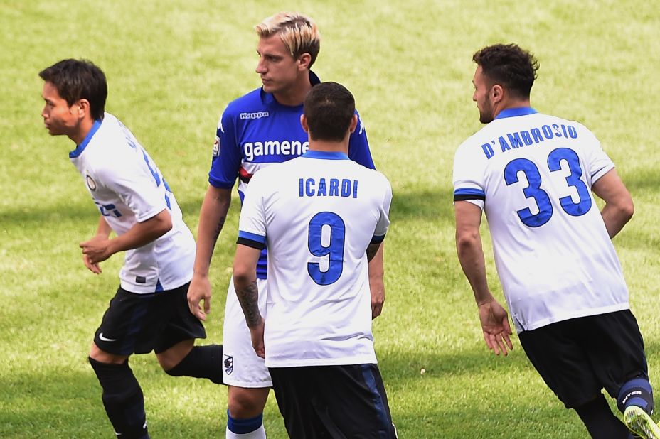 After Icardi switched to Inter, he took on Lopez's Sampdoria last April. Lopez, middle, refused to shake his hand before the game.
