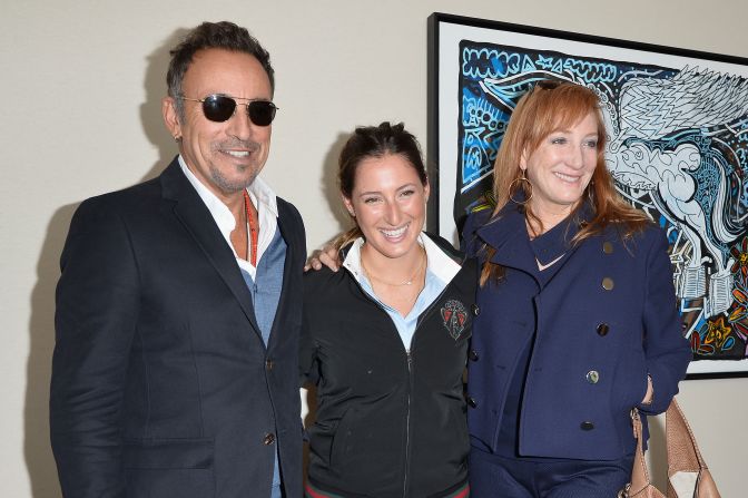 The 23-year-old is the daughter of Bruce Springsteen, left, and E Street Band member Patti Scialfa, right.