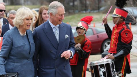 Camilla, Duchess of Cornwall, and Prince Charles, Prince of Wales, arrive at the Kentucky Center for African American Heritage in Louisville on Friday, March 20, the fourth day of a visit to the United States.