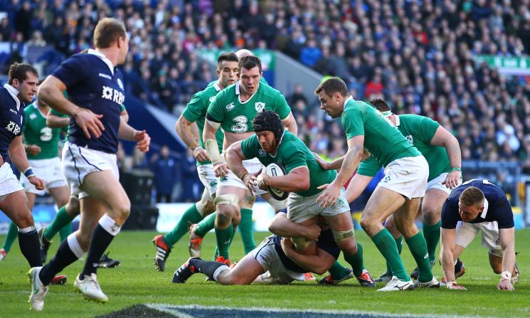 Although Scotland got themselves on the score-board, a rampant Ireland ran in four tries to win 40-10, their biggest ever victory at the home of Scottish rugby.