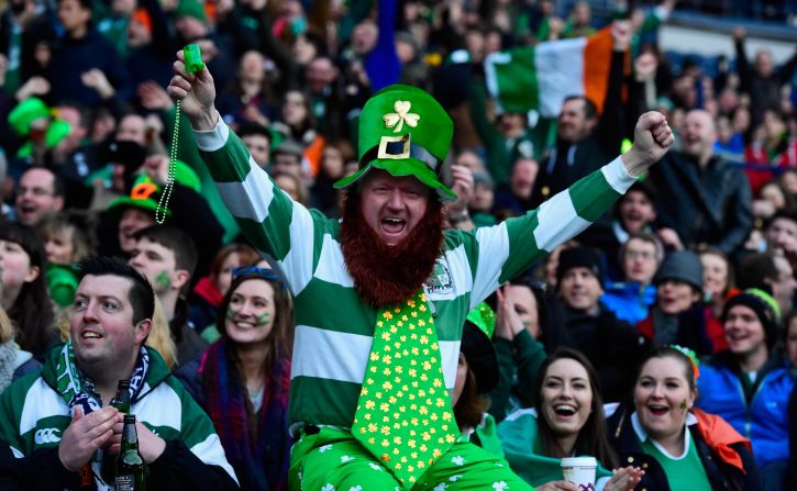 The luck of the Irish. A far happier scene was playing out at the same time in the Scottish capital. Ireland fans who stayed behind at Murrayfield celebrated as they watched the drama unfolding at Twickenham on the stadium's big screen.