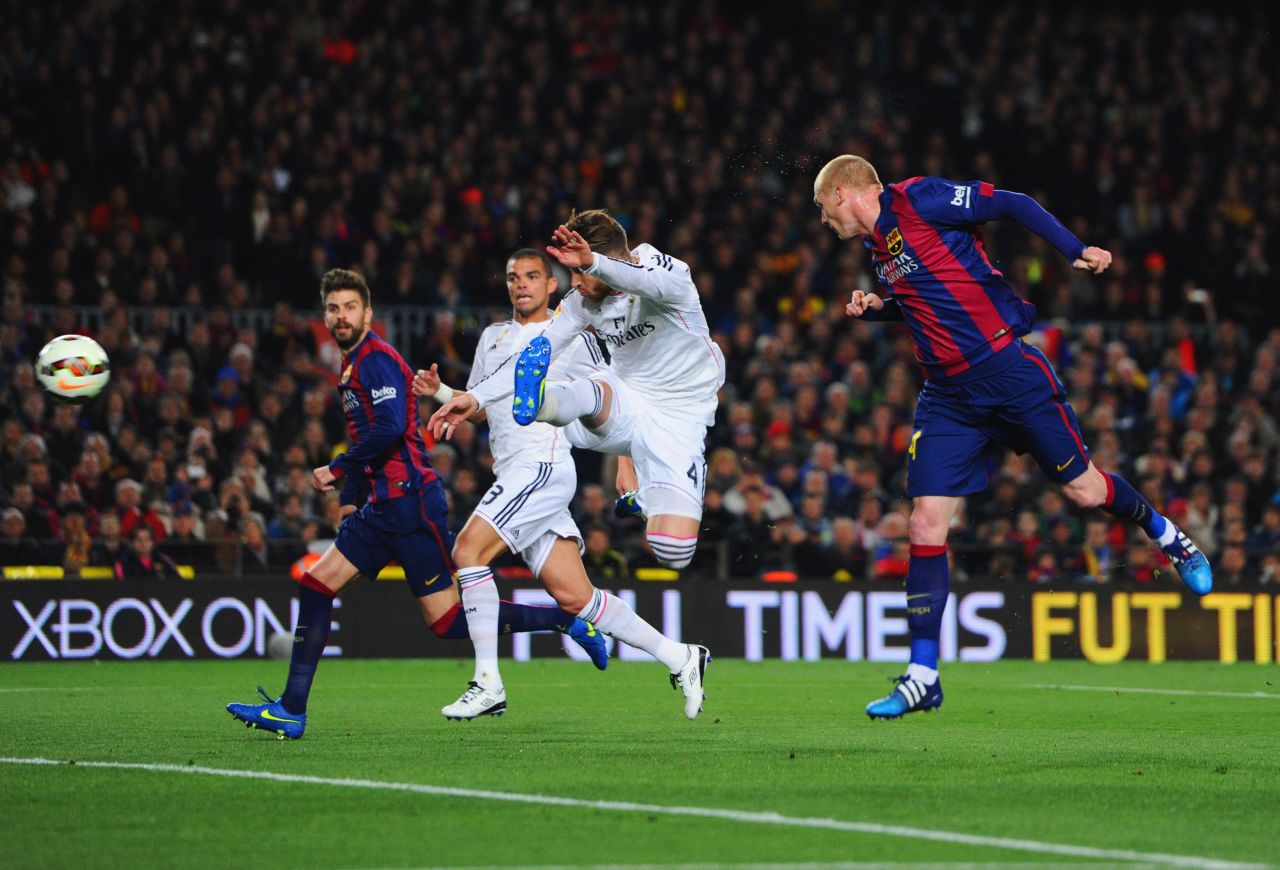 Jeremy Mathieu headed home Lionel Messi's free kick to put Barcelona ahead.